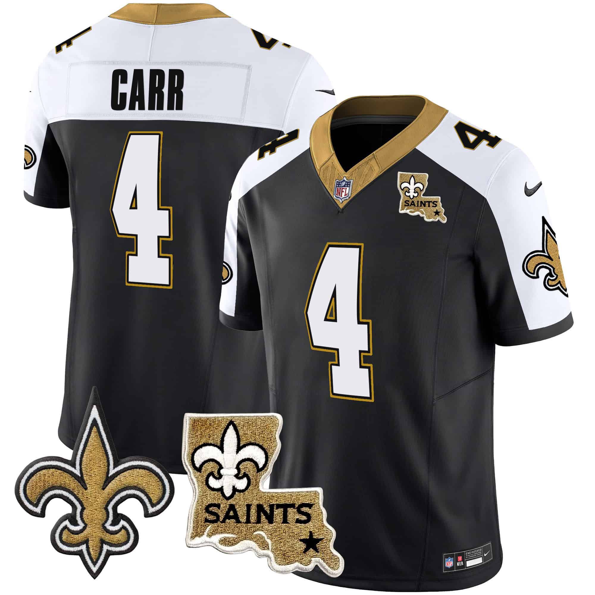 Men New Orleans Saints #4 Carr Black 2024 Nike Vapor Limited NFL Jersey